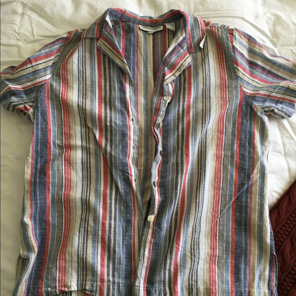 Vintage Multicolored Striped Short Sleeve